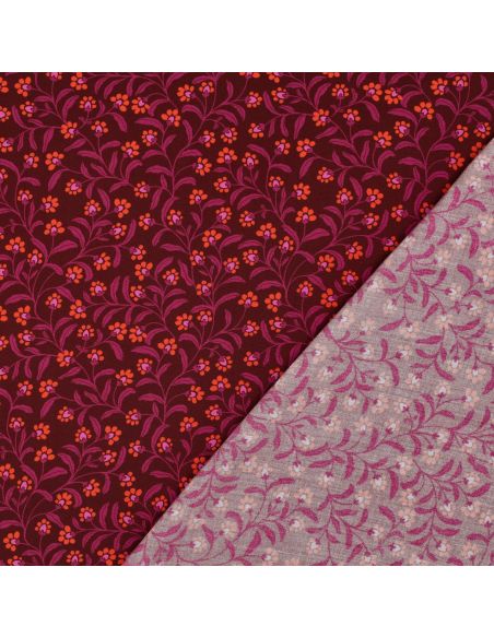 Tissu viscose - Ornements bordeaux