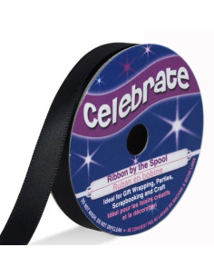Ruban satin Celebrate noir - 9 mm x 6 mètres