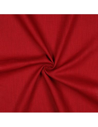 Tissu lin coton - Rouge carmin