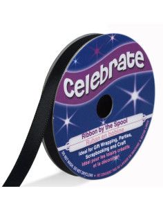 Ruban satin Celebrate noir - 6 mm x 6 mètres