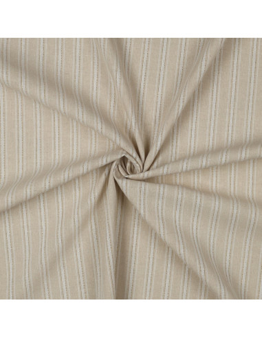 Tissu lin viscose lurex à rayures - Écru