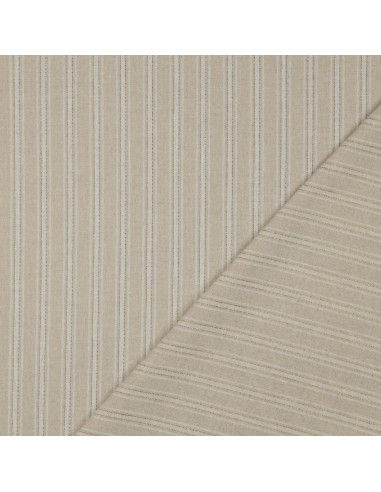Tissu lin viscose lurex à rayures - Écru