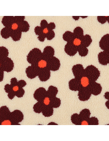 Tissu fourrure Teddy - Grosses fleurs burgundy