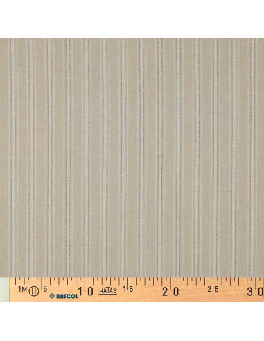 Tissu lin viscose lurex à rayures - Écru