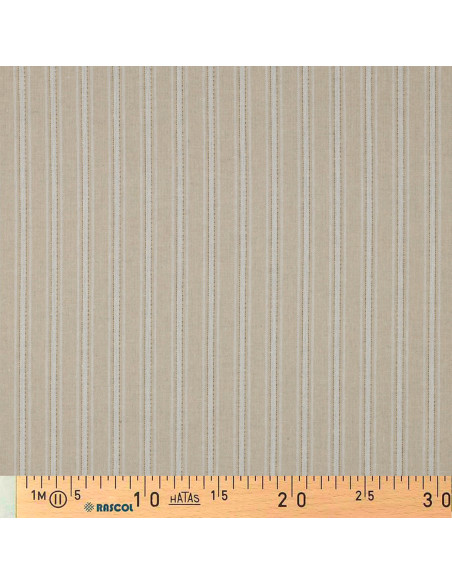 Tissu lin viscose lurex à rayures - Écru