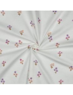 Tissu flanelle - Fleurs fond blanc