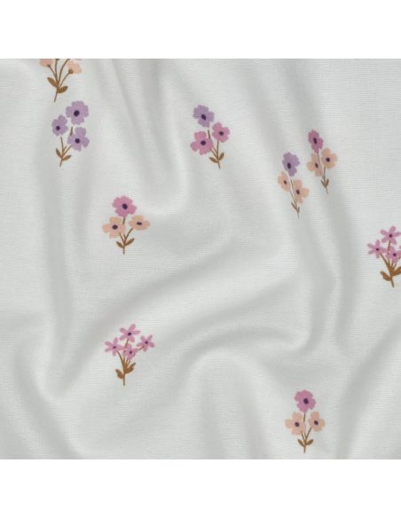 Tissu flanelle - Fleurs fond blanc