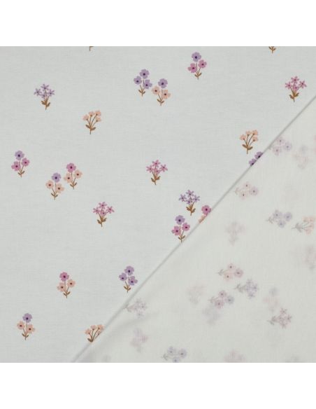 Tissu flanelle - Fleurs fond blanc