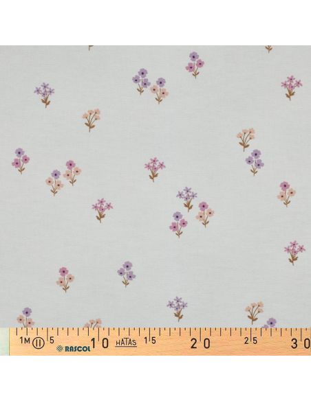 Tissu flanelle - Fleurs fond blanc