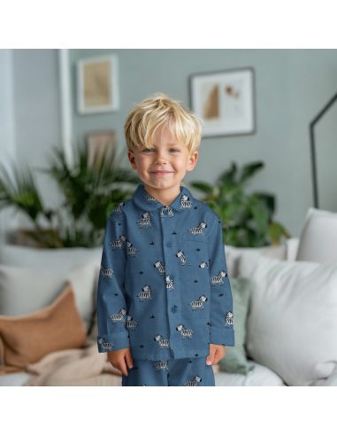 Tissu flanelle zèbres - Bleu
