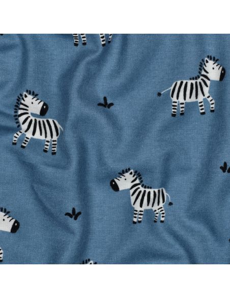 Tissu flanelle zèbres - Bleu