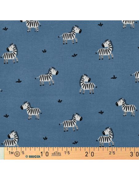 Tissu flanelle zèbres - Bleu