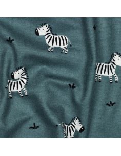 Tissu flanelle zèbres - Vert de gris 2