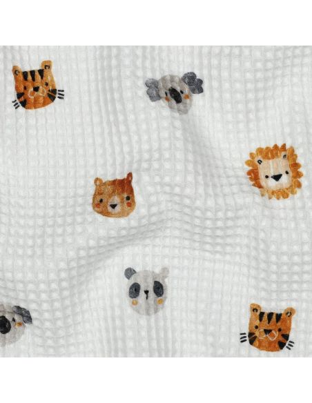 Tissu torchon nid d´abeille d'imprimé - Tête d'animaux