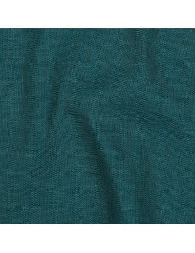 Tissu lin coton lavé - Bleu pétrole