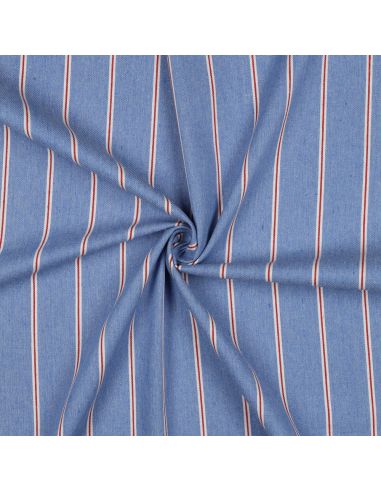 Tissu Denim léger à rayures larges - Bleu clair