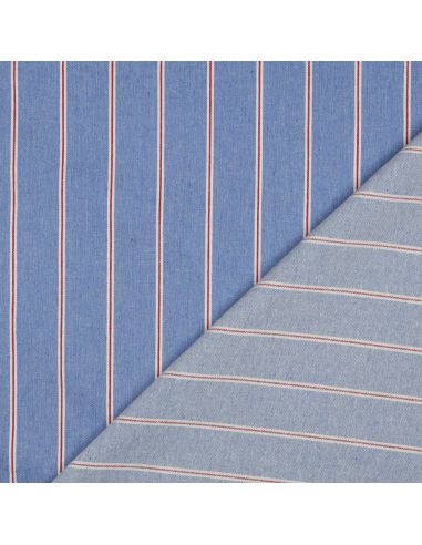 Tissu Denim léger à rayures larges - Bleu clair