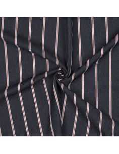 Tissu Denim léger à rayures larges - Bleu denim