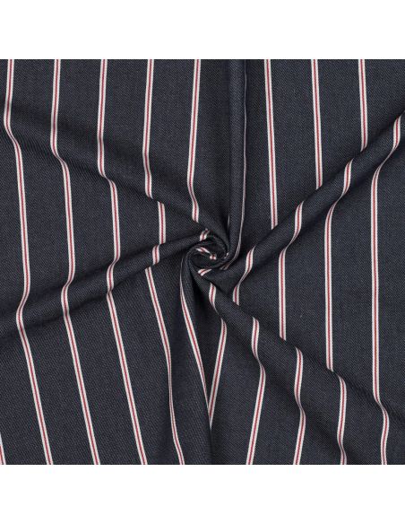 Tissu Denim léger à rayures larges - Bleu denim
