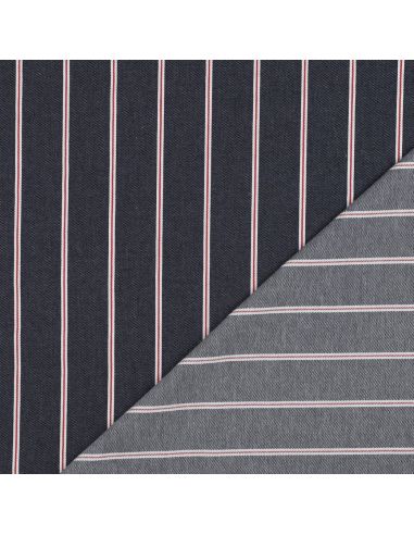 Tissu Denim léger à rayures larges - Bleu denim