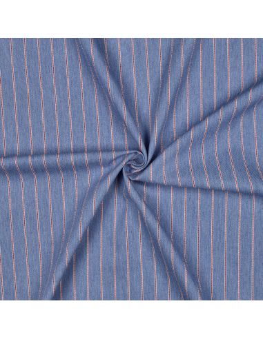 Tissu Denim léger à rayures fines - Bleu clair