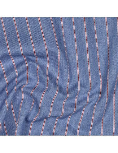 Tissu Denim léger à rayures fines - Bleu clair