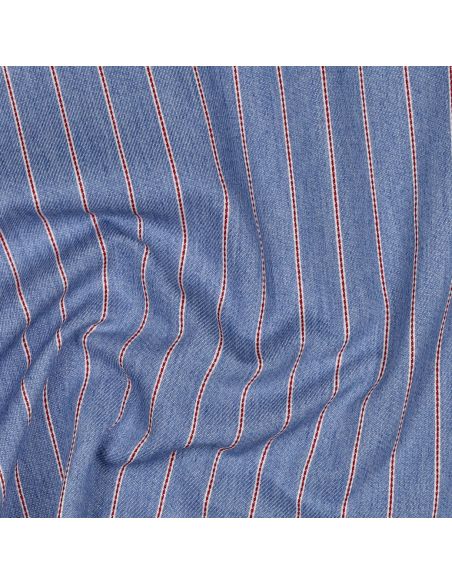 Tissu Denim léger à rayures fines - Bleu clair