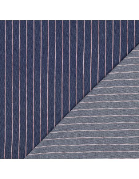 Tissu Denim léger à rayures fines - Bleu moyen