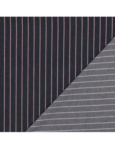 Tissu Denim léger à rayures fines - Bleu denim