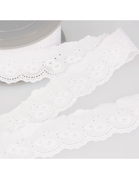 Broderie anglaise Anaïs 45 mm - Blanc