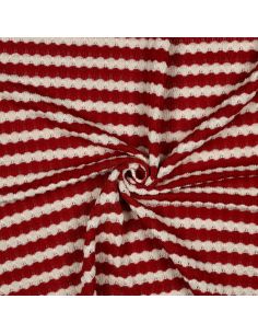 Tissu maille tricot Jacquard à rayures - Rouge carmin