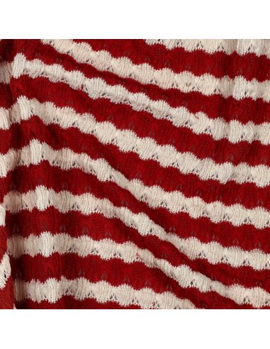 Tissu maille tricot Jacquard à rayures - Rouge carmin
