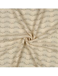 Tissu maille tricot Jacquard lurex - Écru