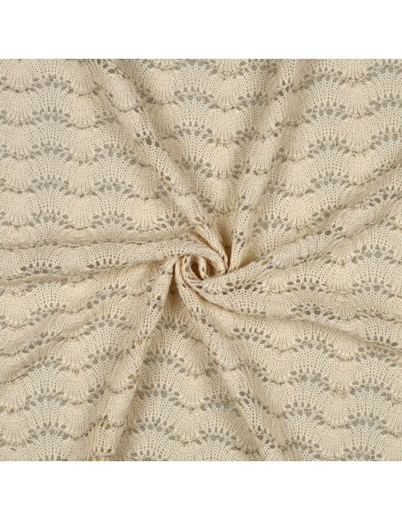 Tissu maille tricot Jacquard lurex - Écru