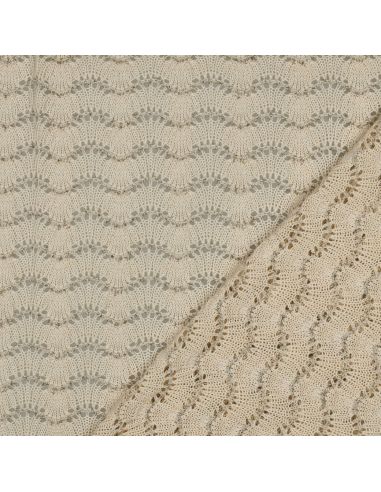 Tissu maille tricot Jacquard lurex - Écru