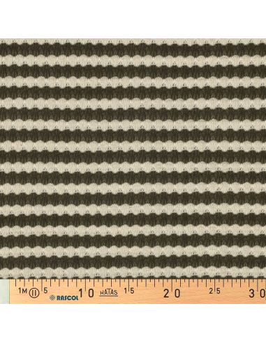 Tissu maille tricot Jacquard à rayures - Kaki