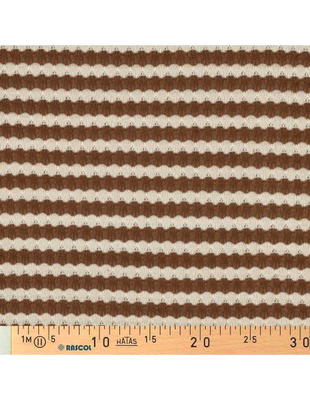 Tissu maille tricot Jacquard à rayures - Brun