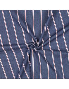 Tissu Denim léger à rayures larges - Bleu moyen