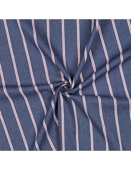 Tissu Denim léger à rayures larges - Bleu moyen