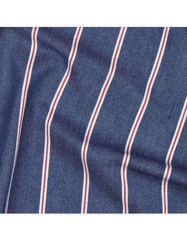 Tissu Denim léger à rayures larges - Bleu moyen