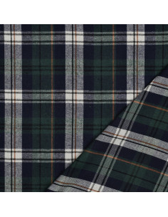 Tissu à carreaux tartan effet flanelle - Vert et bleu marine