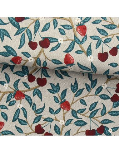 Toile de coton canvas - Cerises et fraises