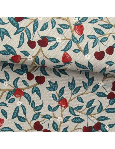 Toile de coton canvas - Cerises et fraises