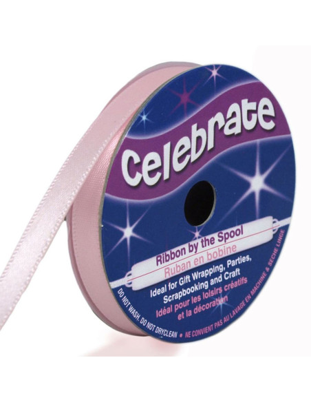 Ruban satin Celebrate rose - 6 mm x 6 mètres