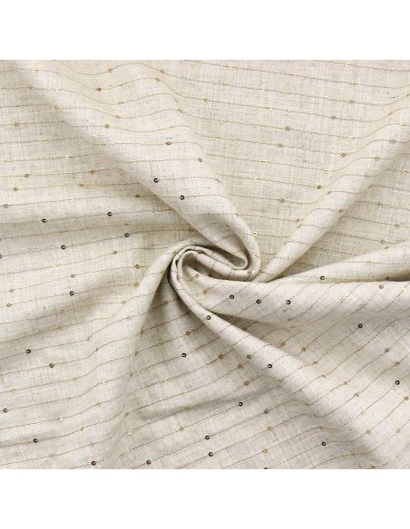 Tissu viscose lin - Rayures de sequins