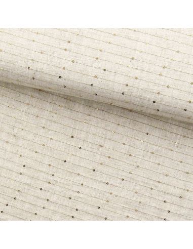 Tissu viscose lin - Rayures de sequins