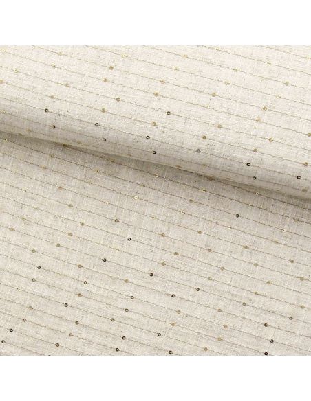 Tissu viscose lin - Rayures de sequins