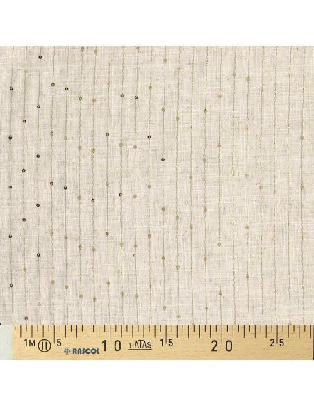 Tissu viscose lin - Rayures de sequins