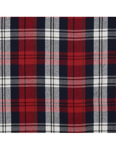 Tissu à carreaux tartan effet flanelle - Rouge et bleu navy