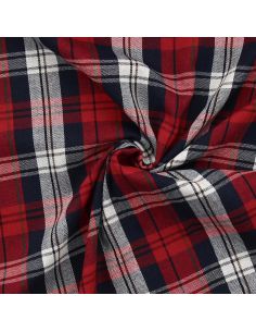Tissu à carreaux tartan effet flanelle - Rouge et bleu navy 2